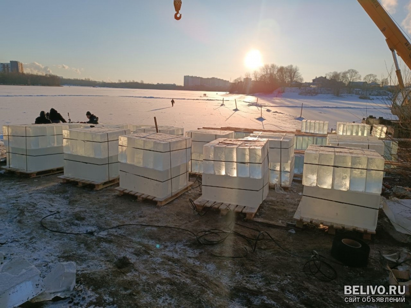 Лед,блоки льда для скульптур, лед строительный